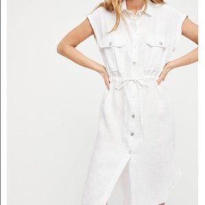 Free People Meet Me Halfway Shirt Dress Linen Large